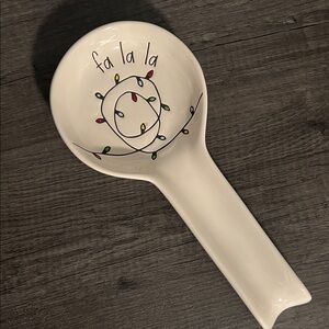 Rae Dunn Cream Spoon Rest with Festive Lights
